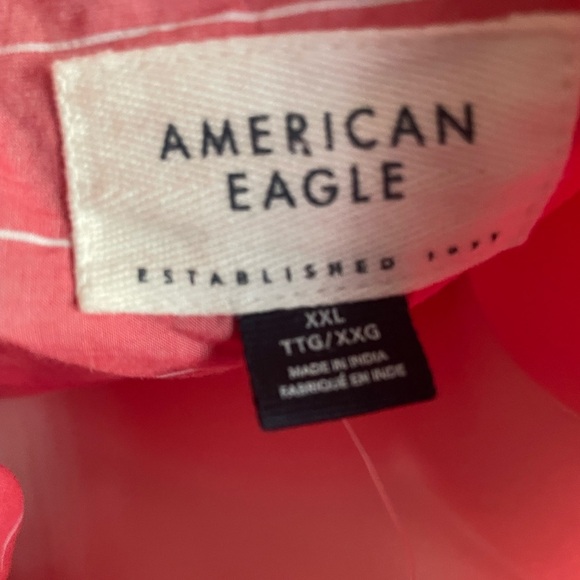 American Eagle Outfitters Red and White Casual Button Down Shirt - Picture 4 of 4